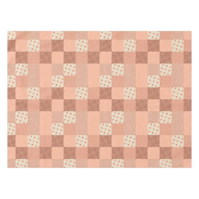 Retro Pink Patchwork Tablecloth (Front (Horizontal))