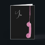 Retro Pink Phone Fo Getting Old Birthday Card<br><div class="desc">Hanging pink telephone receiver with a cord isolated on a black background.
Background colour can be changed.
Text can be changed.</div>