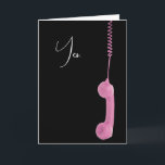 Retro Pink Phone Fo Getting Old Birthday Card<br><div class="desc">Hanging pink telephone receiver with a cord isolated on a black background.
Background colour can be changed.
Text can be changed.</div>