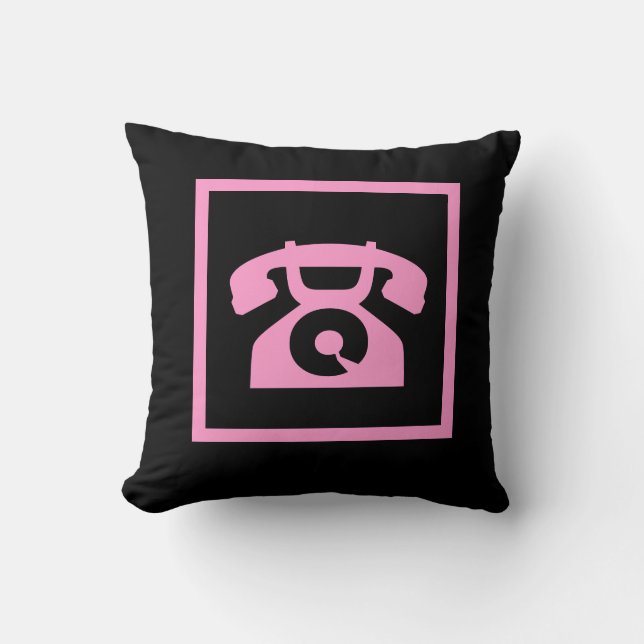 retro  pink phone on black pillow (Front)
