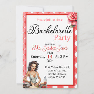 Retro Pink Pinup Bachelorette Party Invitation