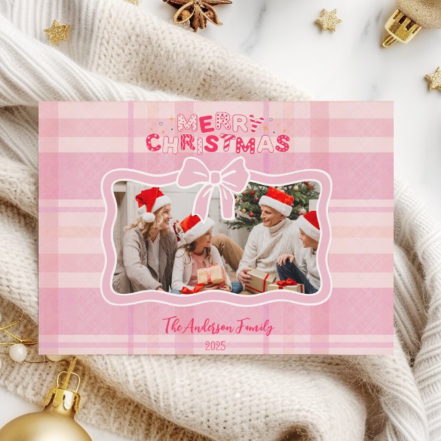 Retro Pink Plaid Whimsical Holiday  (Creator Uploaded)