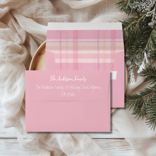 Retro Pink Plaid Whimsical Holiday  Envelope