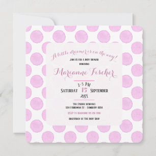 Retro pink Polka Dots Girl Baby Shower Invitation
