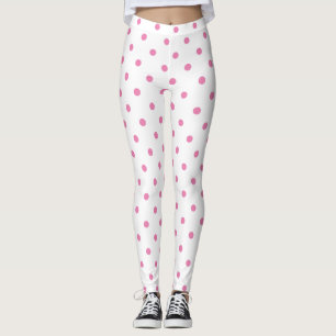 Retro Pink Polka Dots Trendy Leggings