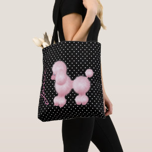 Retro Pink Poodle Custom Tote Bag
