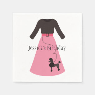 Retro Pink Poodle Skirt Customisable Napkin