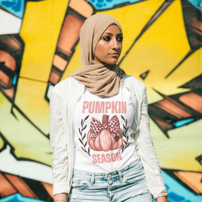 Retro Pink Pumpkin Season Coquette Bow Fall Floral Tri-Blend Shirt (Creator Uploaded)