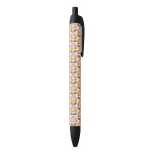 Retro Pink & Purple Floral Pattern Black Ink Pen