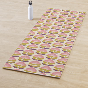 Retro Pink & Purple Floral Pattern Yoga Mat