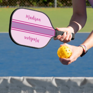 Retro Pink, Purple & Fuchia Striped Pickleball Paddle