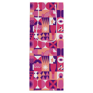 Retro Pink Purple Wine Bauhaus Pattern Gift Bag
