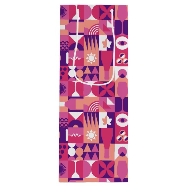 Retro Pink Purple Wine Bauhaus Pattern Gift Bag (Front)