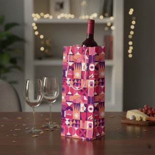 Retro Pink Purple Wine Bauhaus Pattern Gift Bag