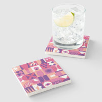 Retro Pink Purple Wine Bauhaus Pattern