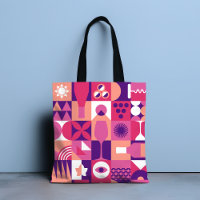 Retro Pink Purple Wine Bauhaus Pattern