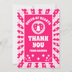 Retro Pink Queen of Hearts Birthday Thank You Card