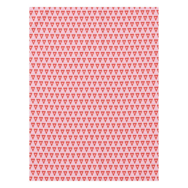 Retro Pink & Red Christmas Geometric Tablecloth (Front)