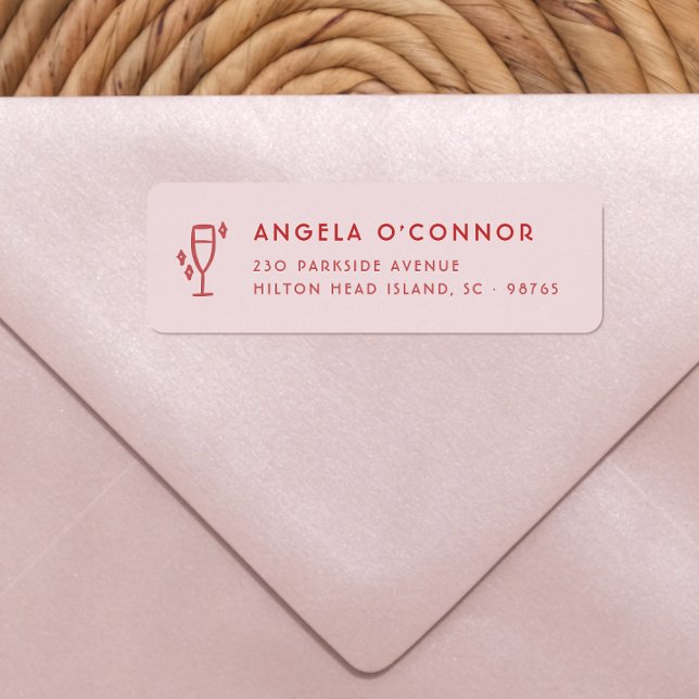Retro Pink & Red Groovy Modern Return Address (Creator Uploaded)