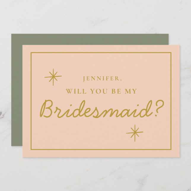 Retro Pink &Red Handwriting Bridesmaid Proposal Invitation (Front/Back)