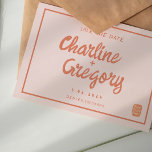 Retro Pink &Red Handwriting Wedding Save the Date Invitation<br><div class="desc">Retro Pink &Red Handwriting Wedding Save the Date</div>
