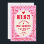Retro Pink Red Handwritting 21St  Birthday Party Invitation<br><div class="desc">Retro Pink Red Handwritting 21St  Birthday Party</div>