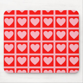 Retro Pink Red Heart Check Y2K Pattern  Mouse Pad