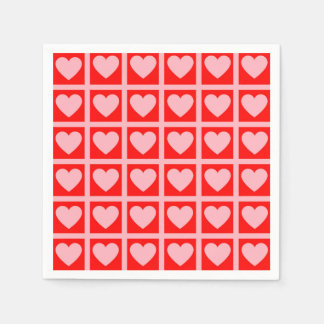 Retro Pink Red Heart Check Y2K Pattern  Napkin