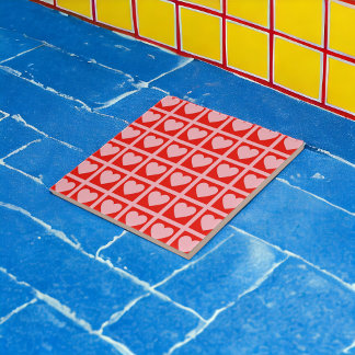 Retro Pink Red Heart Check Y2K Pattern Tile