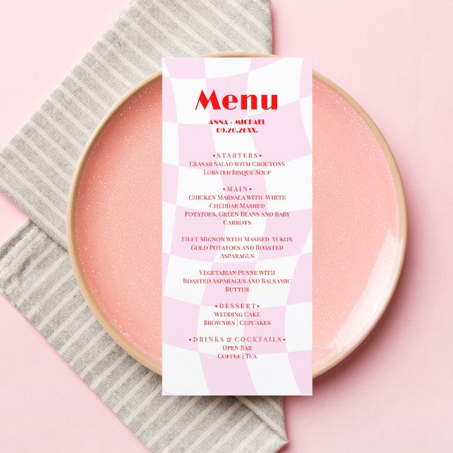 RETRO Pink Red Pattern Bold Typography Menu (Creator Uploaded)