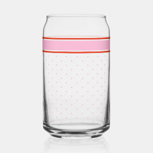 Retro pink red polka dot Border Festive Christmas Can Glass
