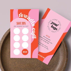 Retro Pink & Red Unique Beauty Salon Nail Spa Loyalty Card