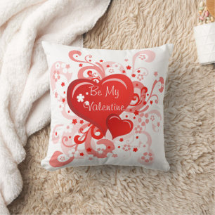 Retro Pink Red Valentine's Day Throw Pillow