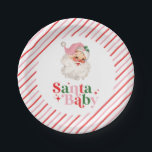 Retro Pink Santa Baby christmas baby shower Paper Plate<br><div class="desc">retro pink Santa Baby  christmas themed baby shower paper party plates.</div>