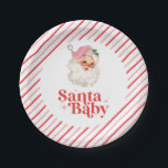 Retro Pink Santa Baby christmas baby shower Paper Plate<br><div class="desc">retro pink Santa Baby  christmas themed baby shower paper party plates.</div>