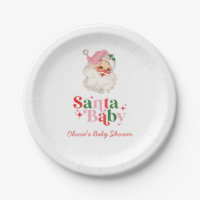 Retro Pink Santa Baby christmas baby shower