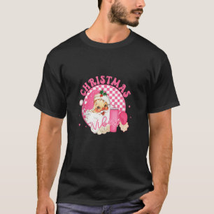 Retro Pink Santa Claus Christmas Vibes Trendy Sant T-Shirt