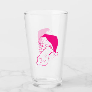 Retro Pink Santa Glass