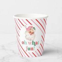 Retro Pink Santa Oh What Fun