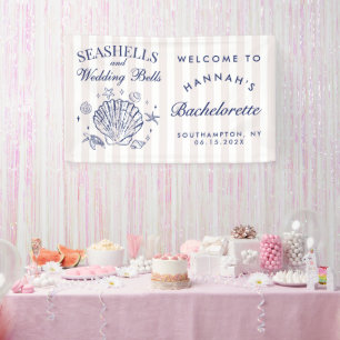 Retro Pink Seashells & Wedding Bells Bachelorette Banner
