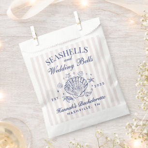 Retro Pink Seashells & Wedding Bells Bachelorette  Favour Bags