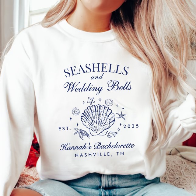 Retro Pink Seashells & Wedding Bells Bachelorette  Sweatshirt (Creator Uploaded)