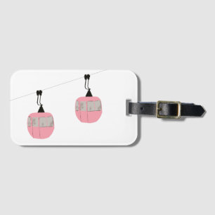 Retro Pink Ski Gondola Lift Skiers Luggage Tag