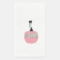 Retro Pink Ski Gondola Lift Skiers