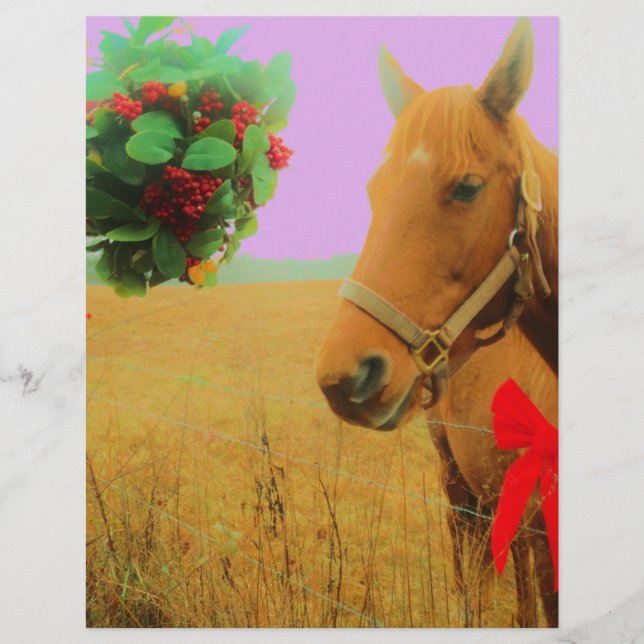 Retro pink sky Christmas Horse (Front)