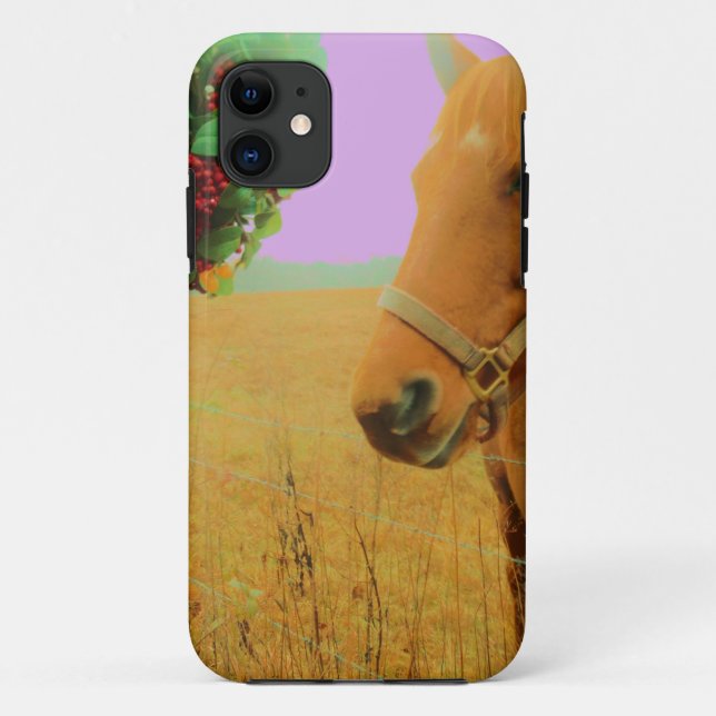 Retro pink sky Christmas Horse Case-Mate iPhone Case (Back)