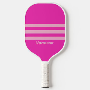 Retro Pink Sky Three Across Striping with Name Pickleball Paddle