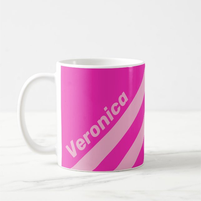 Retro Pink Sky Three Stripes with Name Coffee Mug (Left)