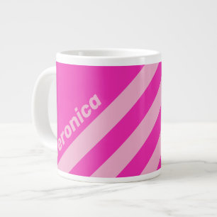 Retro Pink Sky Three Stripes with Name Large Coffee Mug