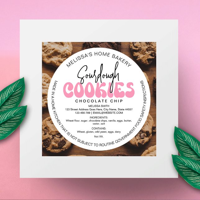Retro Pink Sourdough Bakery Cookies Ingredients Classic Round Sticker (Retro Pink Sourdough Bakery Cookies Ingredients Classic Round Sticker)